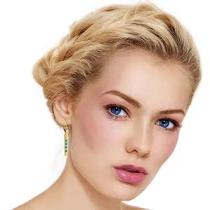 0.7 Carat 14K Solid Yellow Gold Forseti Blue Topaz Earrings