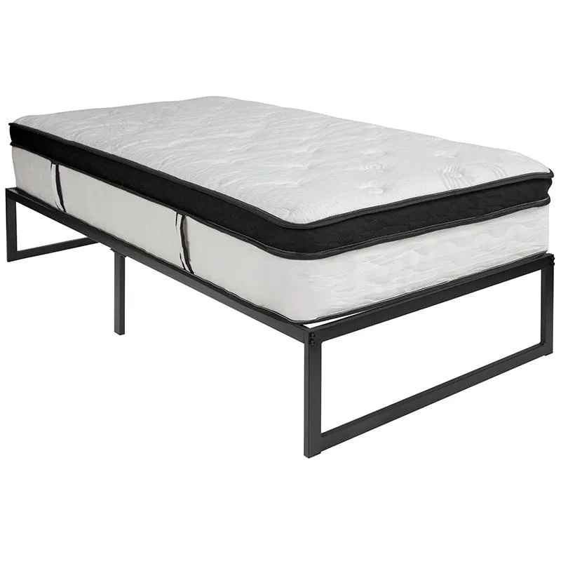 14 Inch Metal Platform Bed Frame With 12 Inch Memory Foam Pocket Spring Mattress In A Box (No Box Spring Required) - Twin By Flash Furniture