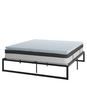 14 Inch Metal Platform Bed Frame With 12 Inch Pocket Spring Mattress In A Box And 2 Inch Cool Gel Memory Foam Topper - King By Flash Furniture