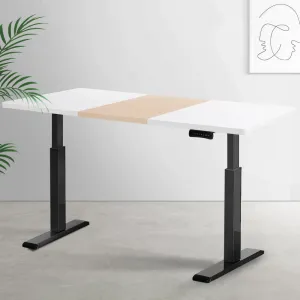140cm Standing Desk Motorised Electric Dual Motor - White & Pine