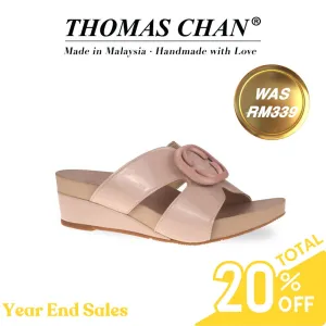 [20% off at cart] Pastel Pink Buckle Slide-On Wedges