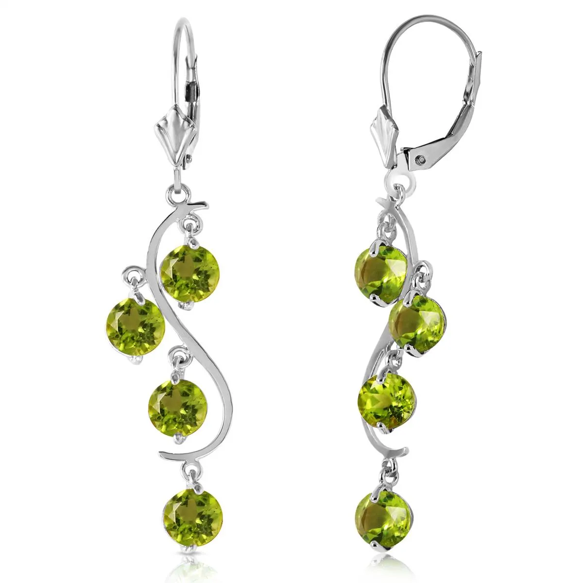 4.95 Carat 14K Solid White Gold Isabel Archer Peridot Earrings