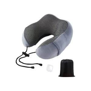 4Pcs Airplane Travel Kit With Neck Pillow,Eye Masks,Earplugs-Grey