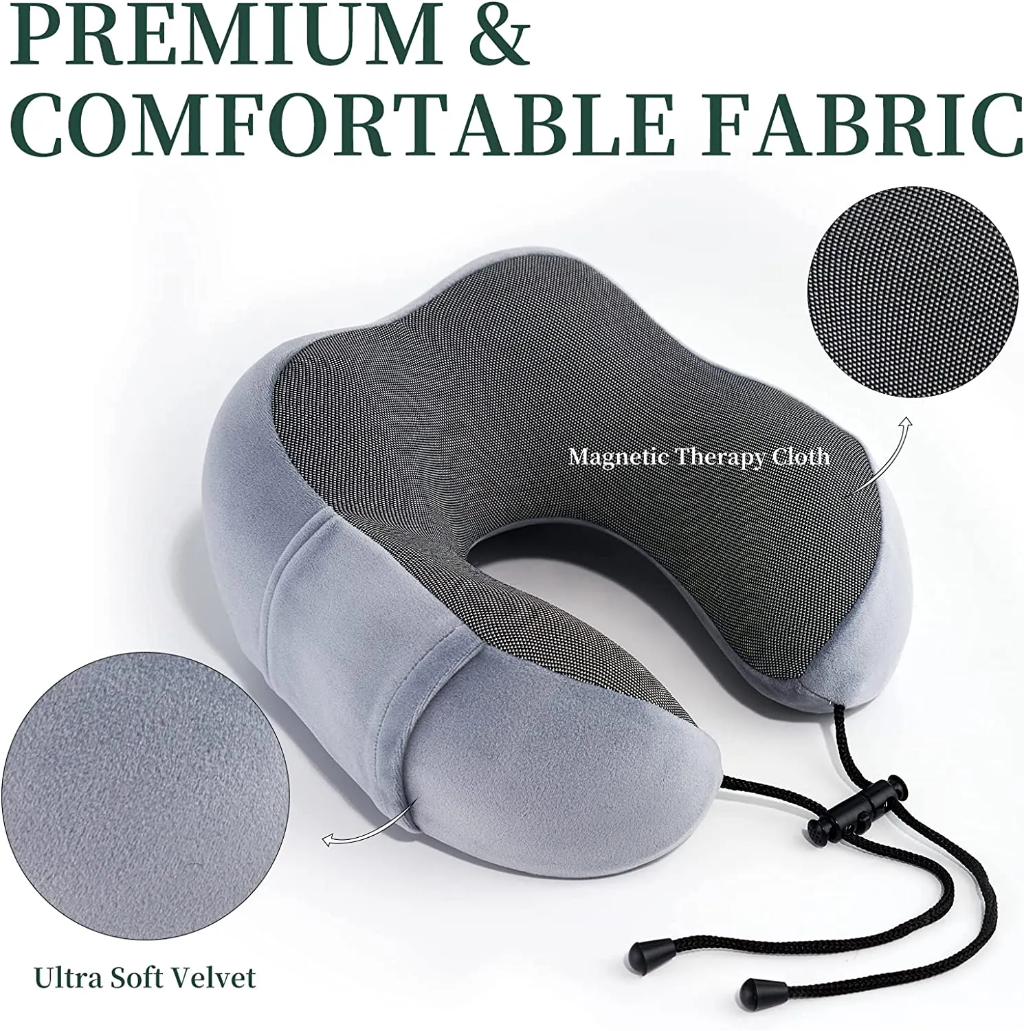 4Pcs Airplane Travel Kit With Neck Pillow,Eye Masks,Earplugs-Grey