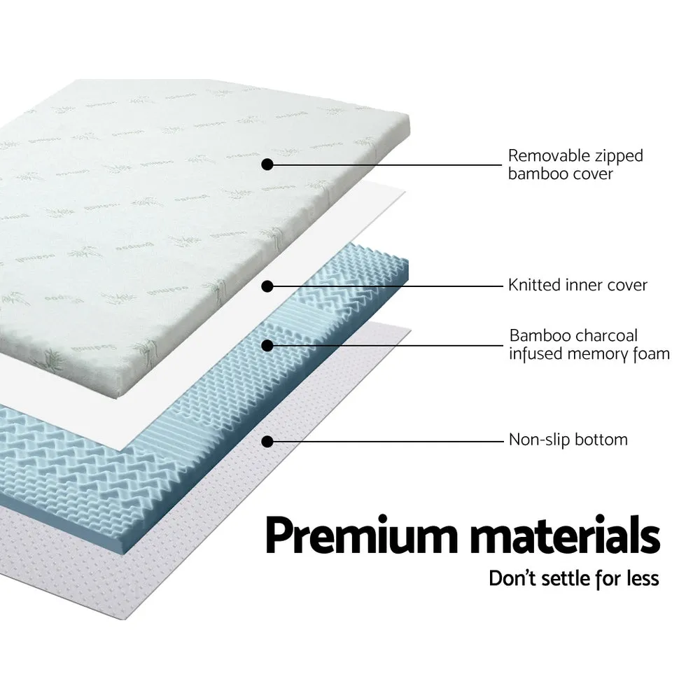 8cm Memory Foam Mattress Topper 7 Zone Cool Gel Bamboo - Queen
