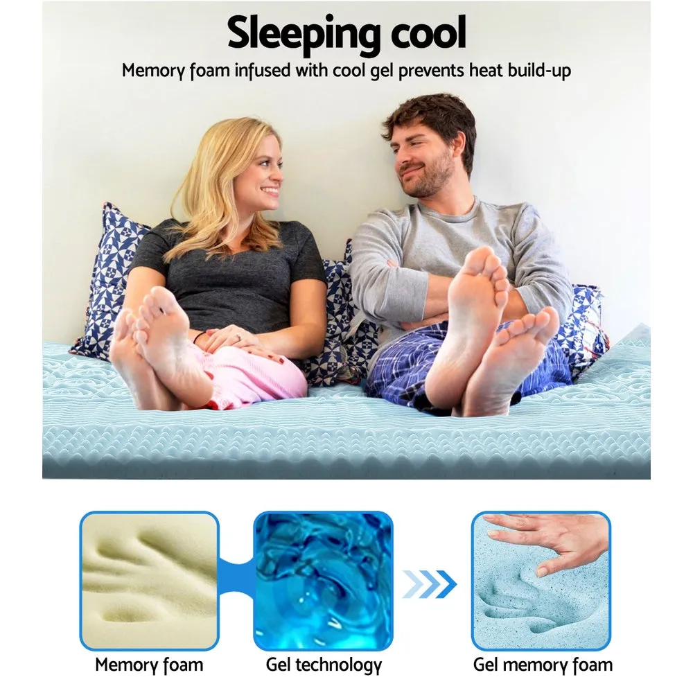 8cm Memory Foam Mattress Topper 7 Zone Cool Gel Bamboo - Queen