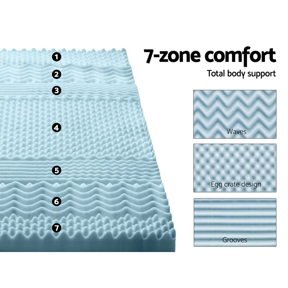 8cm Memory Foam Mattress Topper 7 Zone Cool Gel Bamboo - Queen