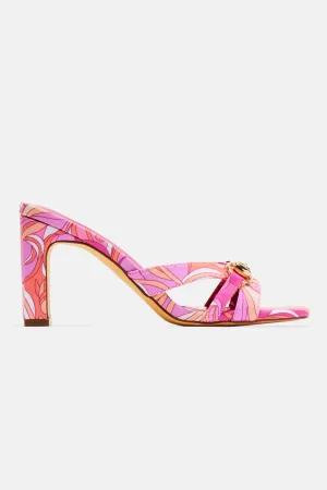 Alaina Printed Heeled Mules - Pink/combo