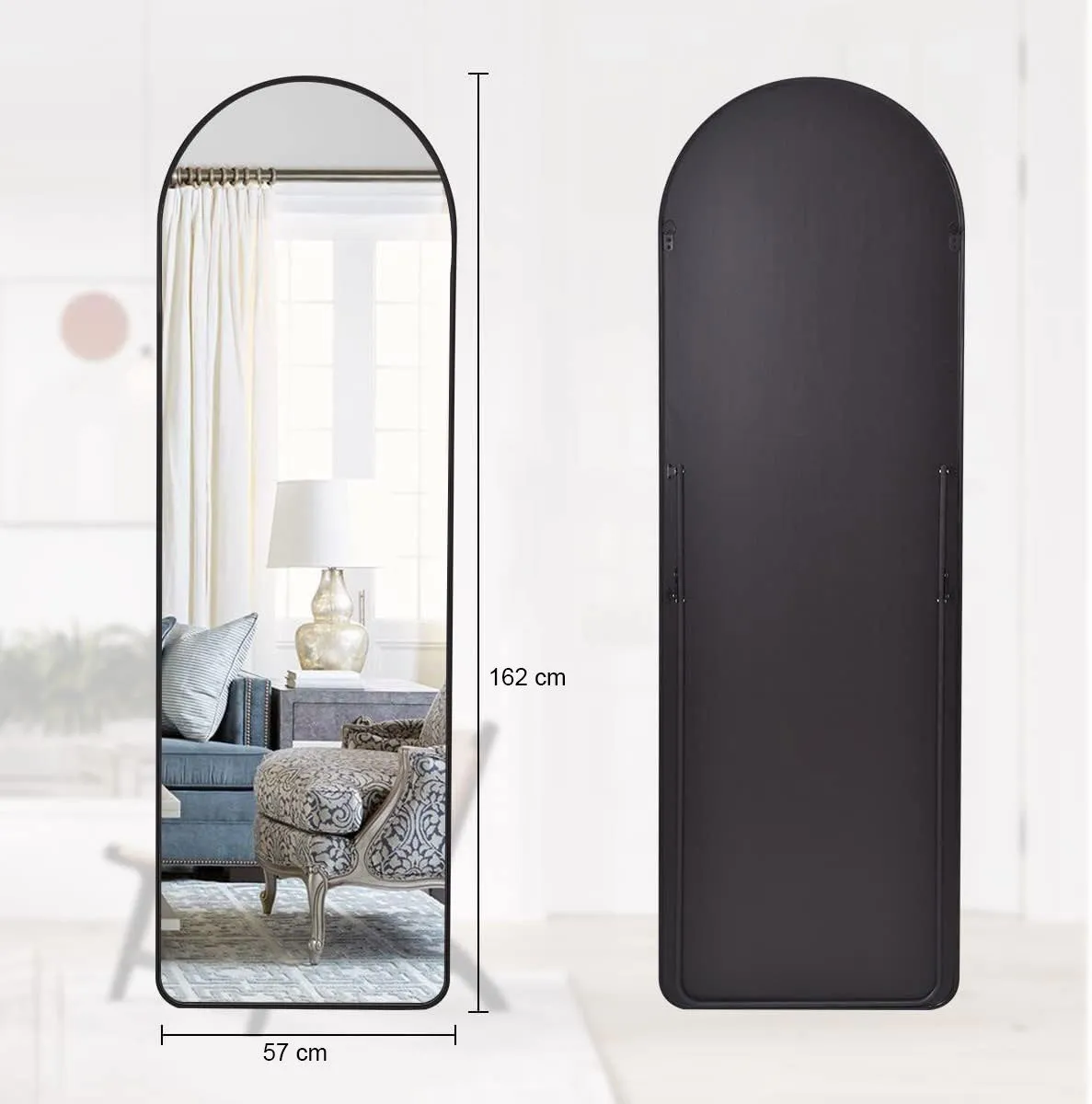 Aluminium Alloy Frame Arched Mirror 162x57cm
