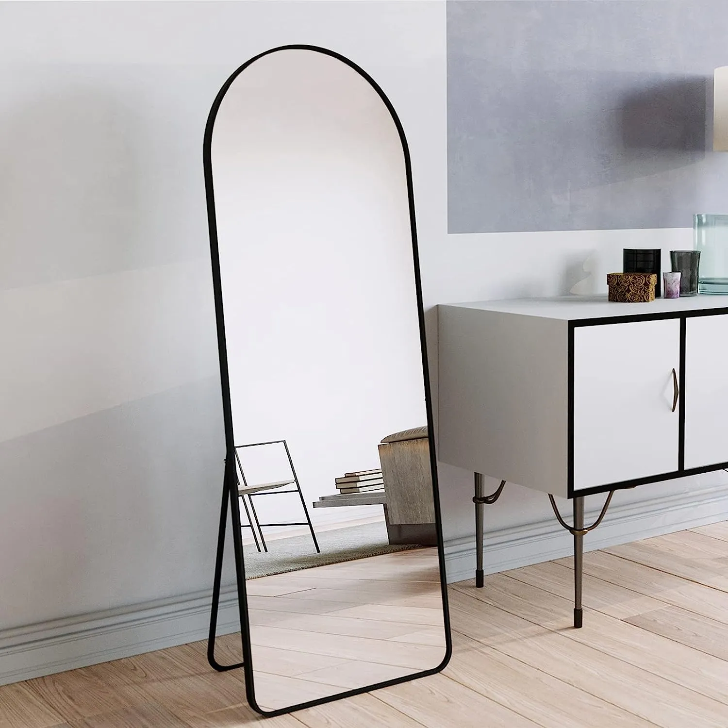 Aluminium Alloy Frame Arched Mirror 162x57cm