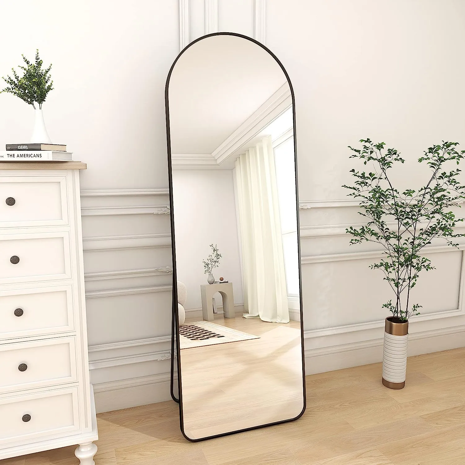 Aluminium Alloy Frame Arched Mirror 162x57cm