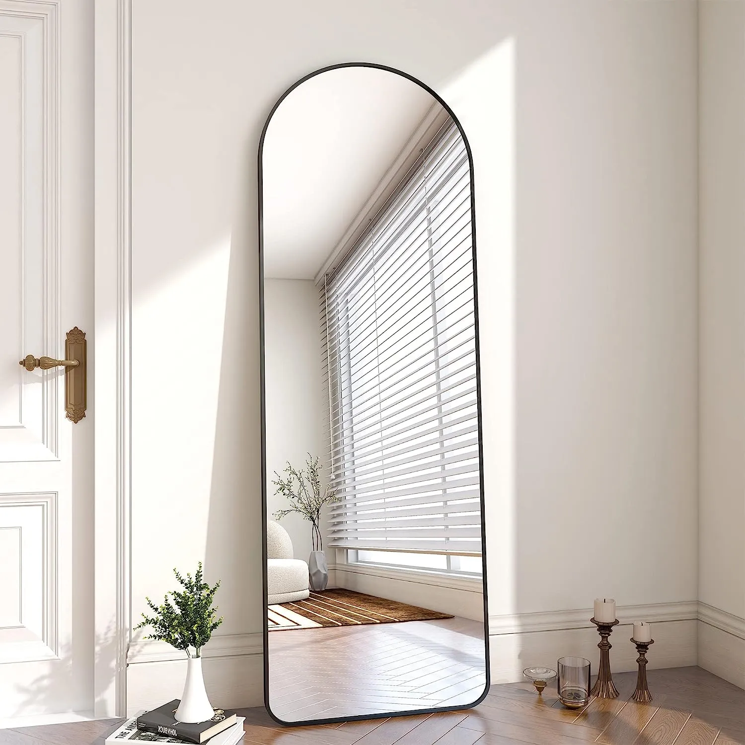 Aluminium Alloy Frame Arched Mirror 162x57cm