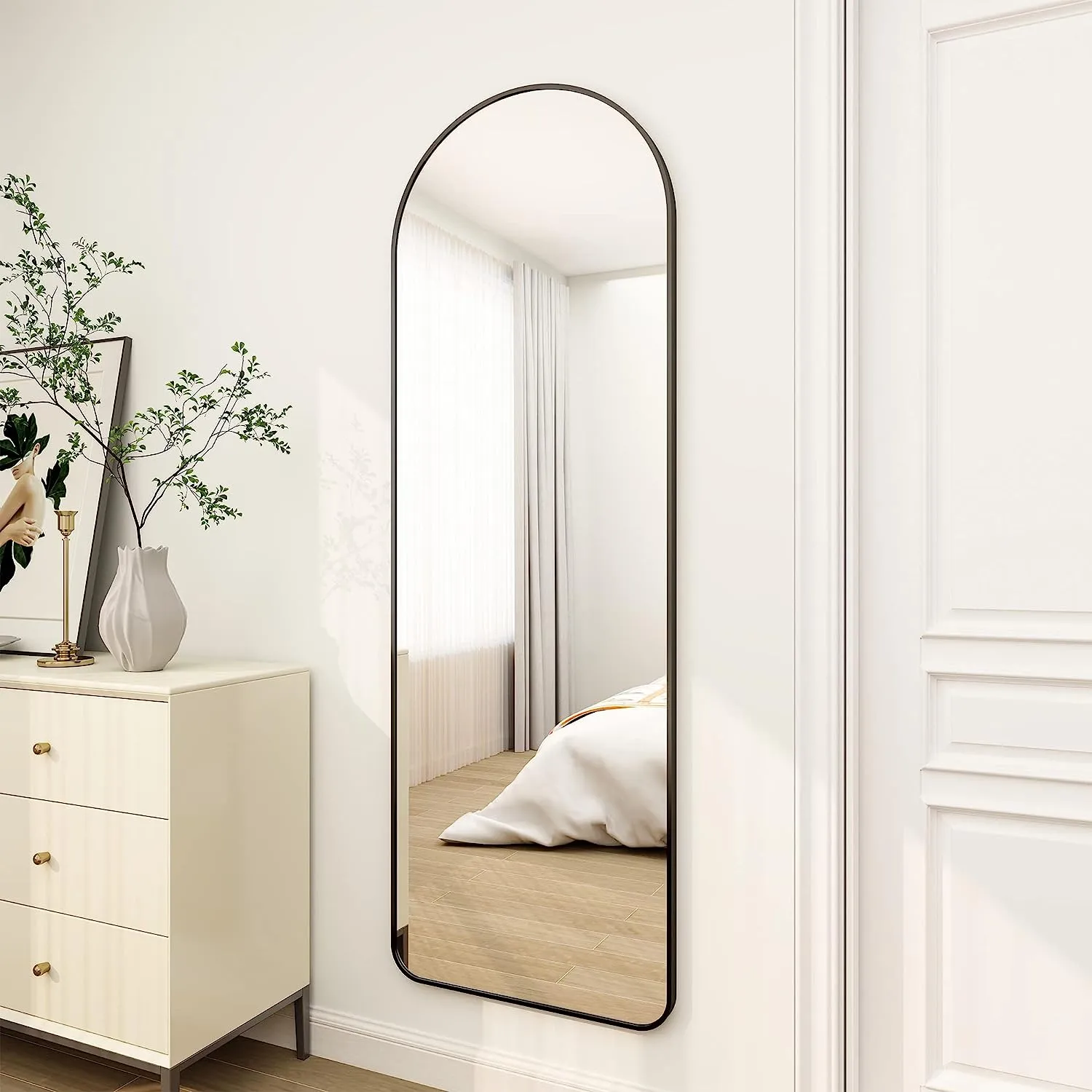 Aluminium Alloy Frame Arched Mirror 162x57cm
