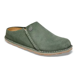 Birkenstock Zermatt Premium Men's & Women's Suede Leather Mule in Taupe & Thyme Available in Narrow     Widths