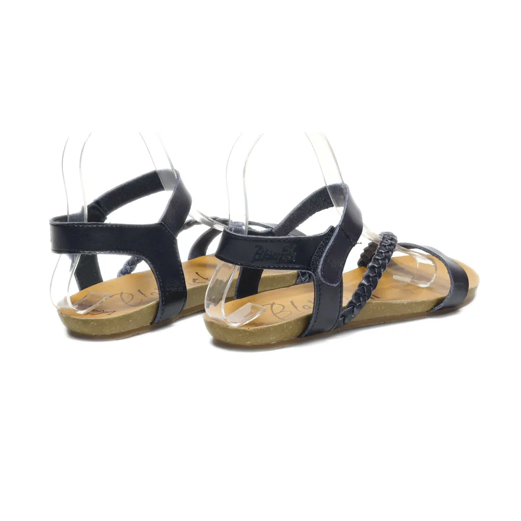 Blowfish Malibu Flat Sandals Leather Black Colour For Women