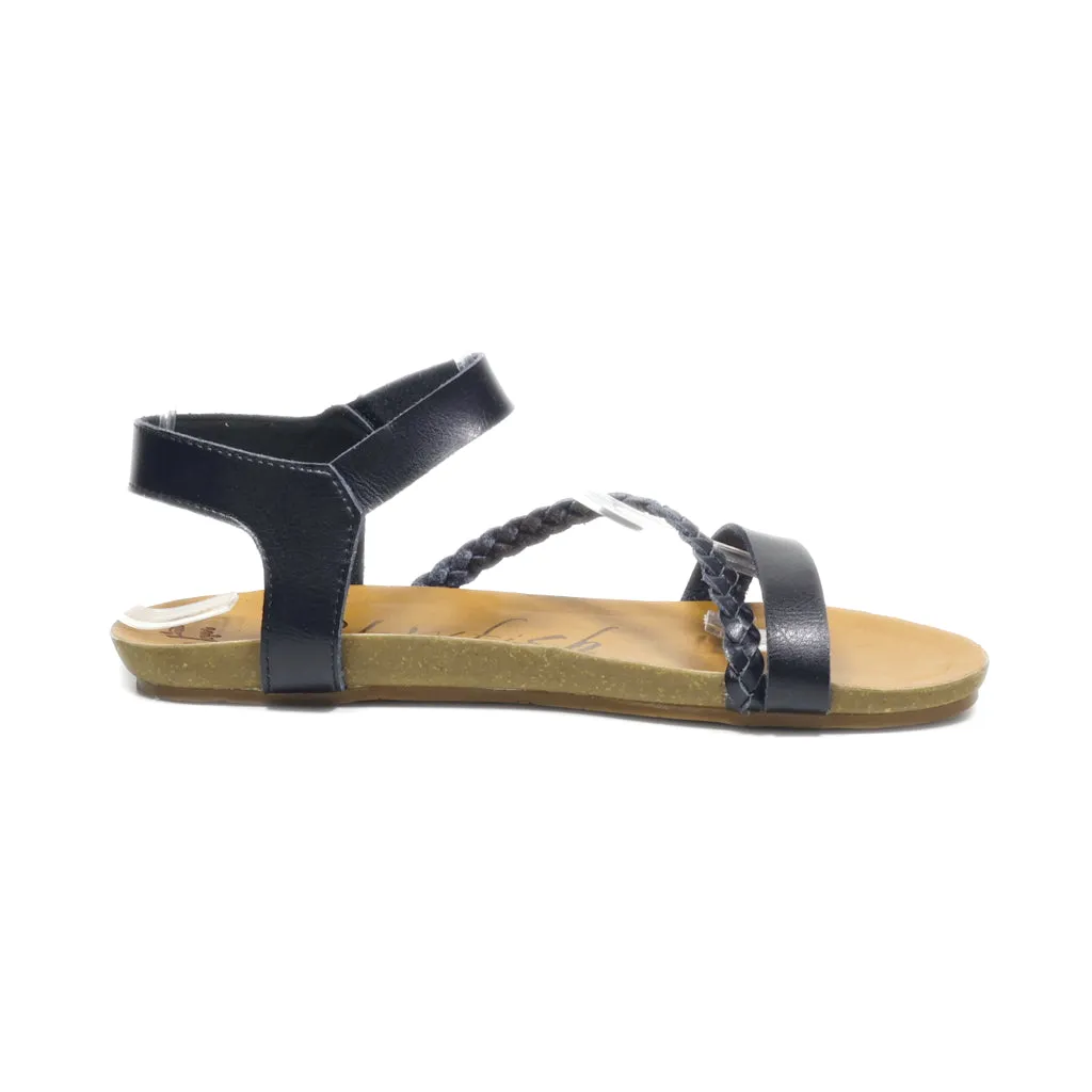 Blowfish Malibu Flat Sandals Leather Black Colour For Women