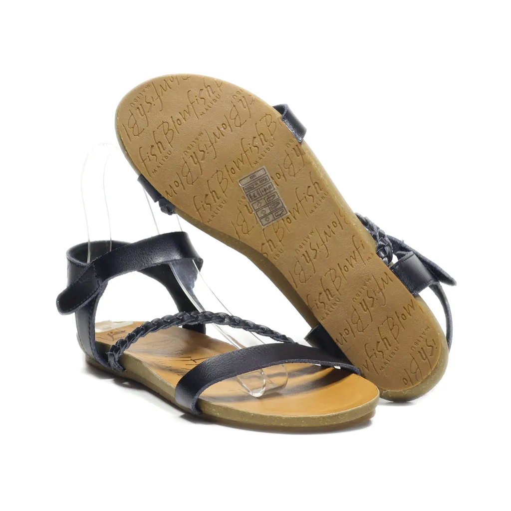 Blowfish Malibu Flat Sandals Leather Black Colour For Women