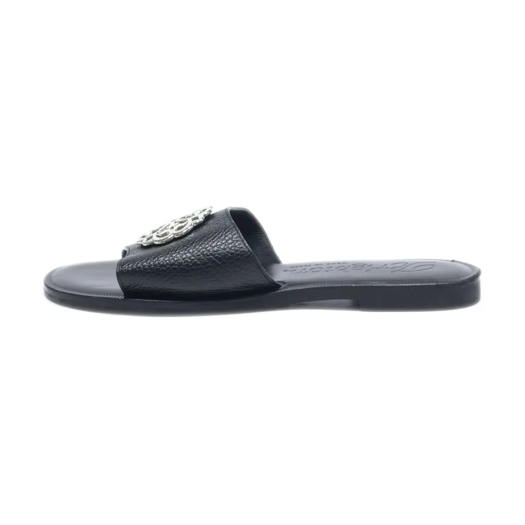 Brighton Flat Sandals Leather Black Colour For Women