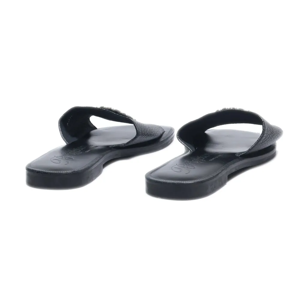 Brighton Flat Sandals Leather Black Colour For Women
