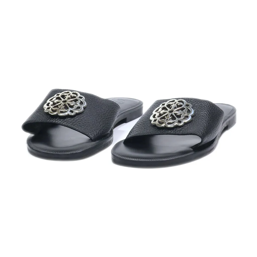 Brighton Flat Sandals Leather Black Colour For Women