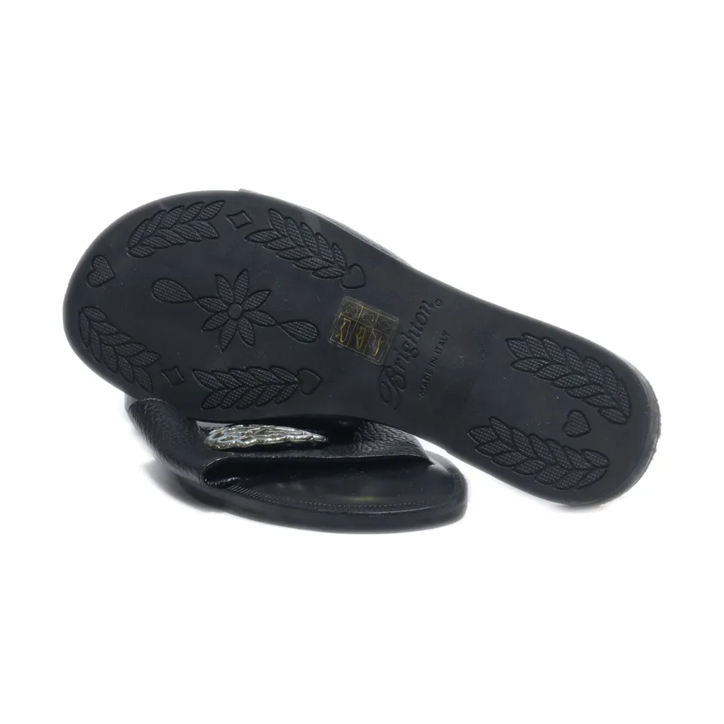 Brighton Flat Sandals Leather Black Colour For Women