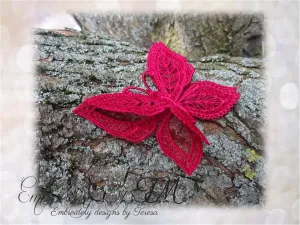 Butterfly double - A combination of lace and organza/ two sizes / 4x4  and 5x7 hoop
