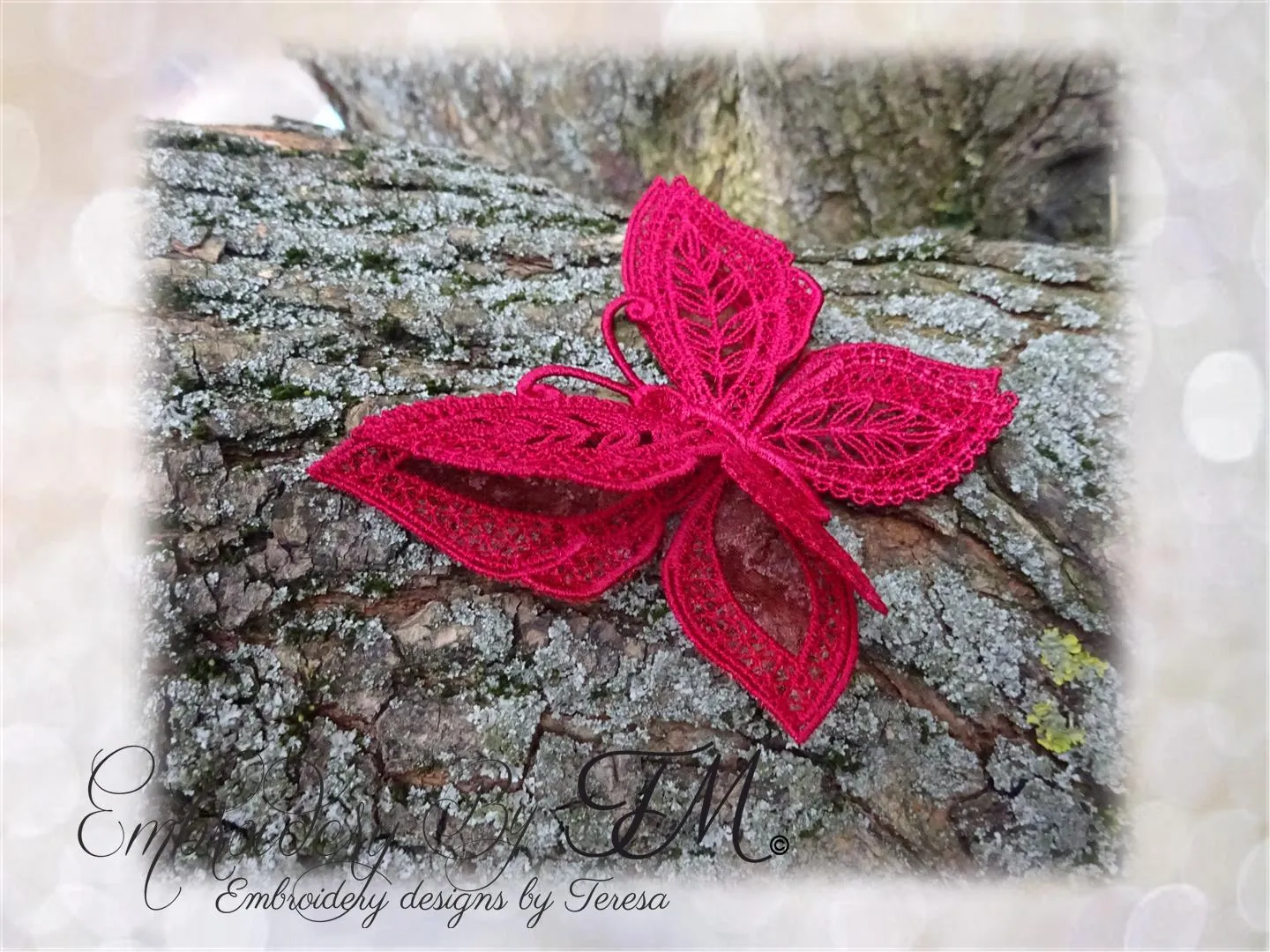 Butterfly double - A combination of lace and organza/ two sizes / 4x4  and 5x7 hoop