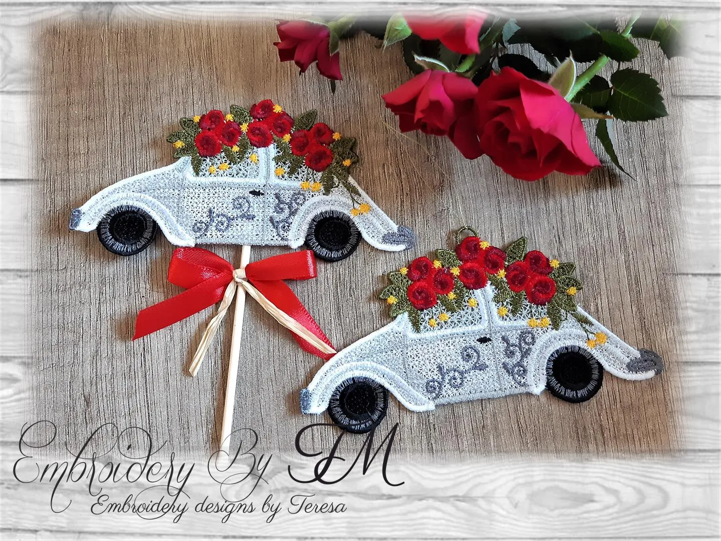Car with roses / two sizes