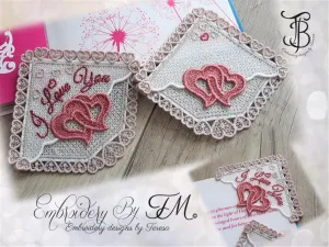 Corner bookmark Hearts/two variations/4x4 hoop