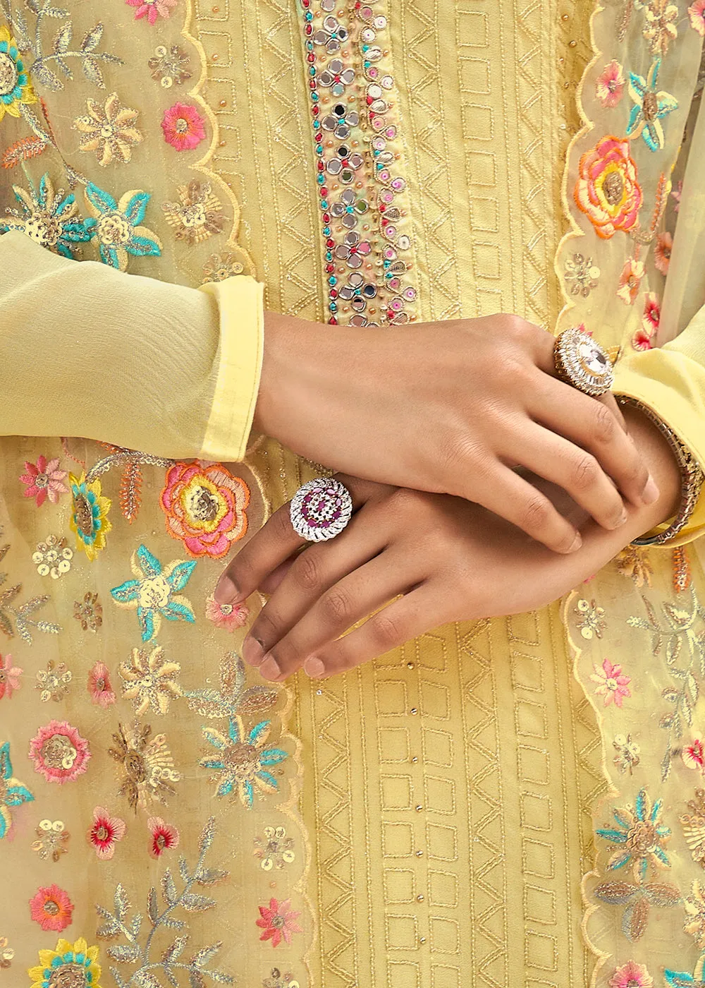 Designer Embroidered Light Yellow Trendy Salwar Suit