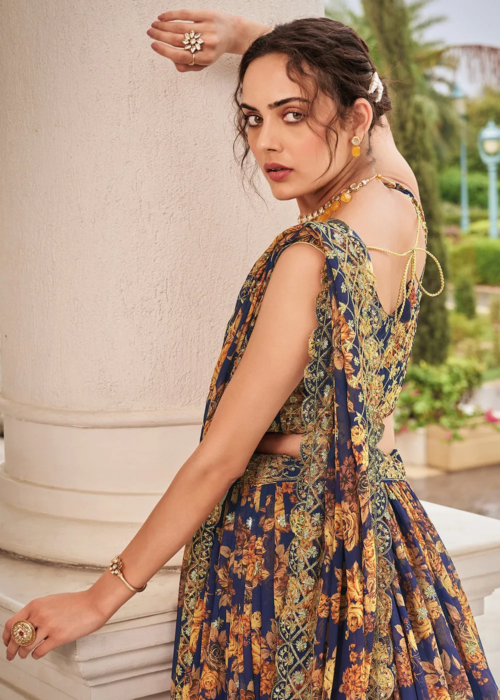 Digital Printed Multicolor Blue Designer Trendy Lehenga Choli