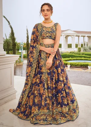 Digital Printed Multicolor Blue Designer Trendy Lehenga Choli