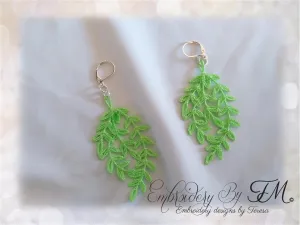 Earrings leaves lace/4x4 hoop