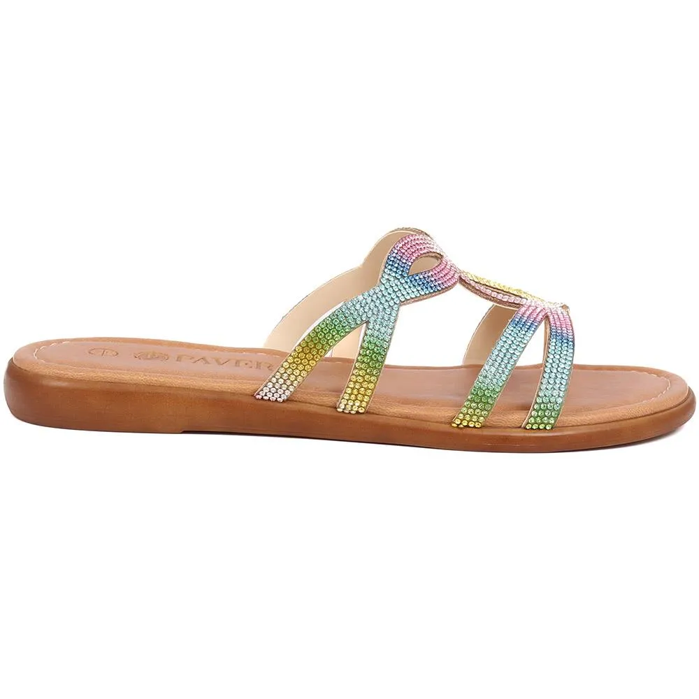 Embellished Mule Sandals  - CLUBS39005 / 325 322