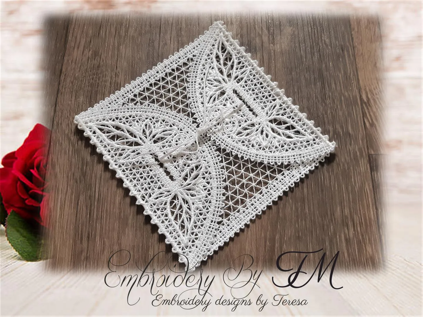 Envelope lace with leaves  No. 1/ 5x7 hoop