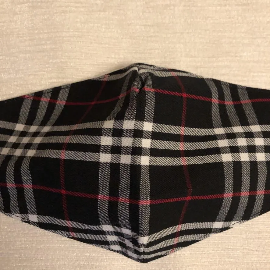 Face Mask Check Black and Red