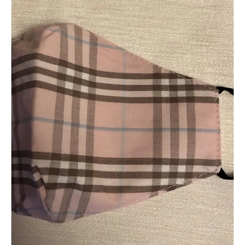 Face Mask Designer inspired Pink Checked Design