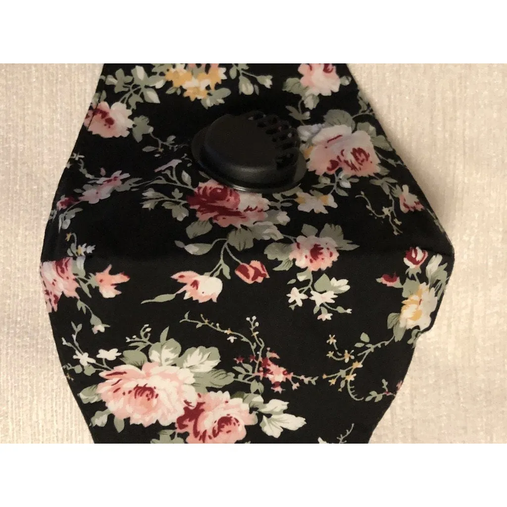 Face Mask Floral Print Black