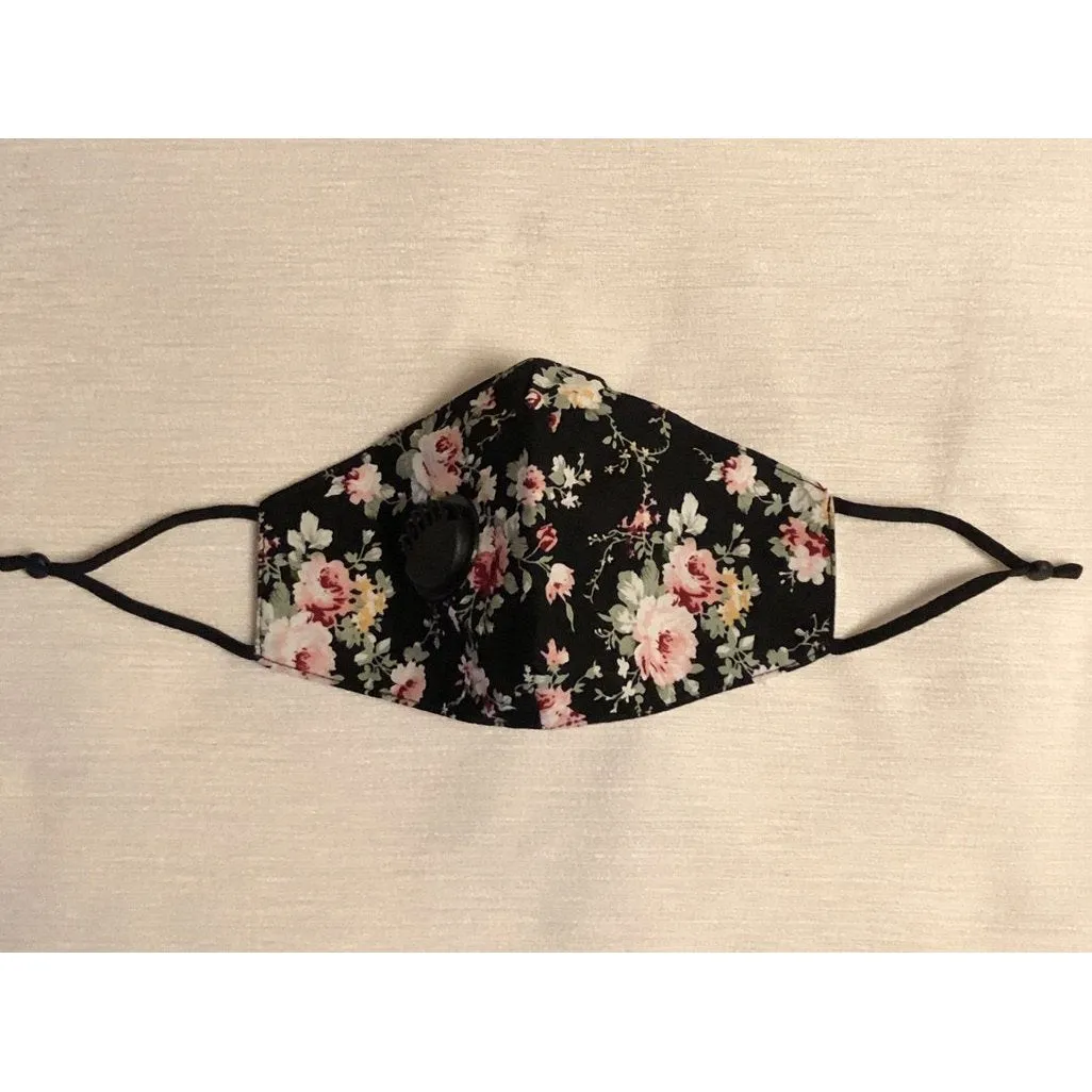 Face Mask Floral Print Black