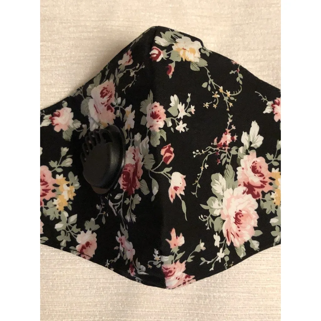 Face Mask Floral Print Black