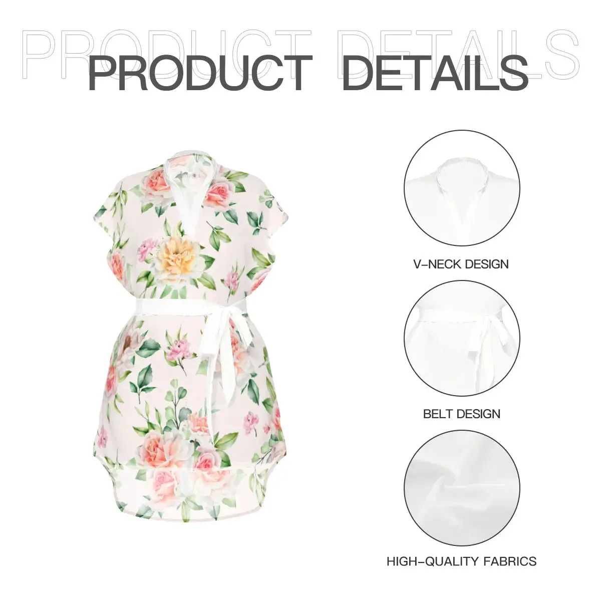Floral Standing Collar Soft Dress With Belt