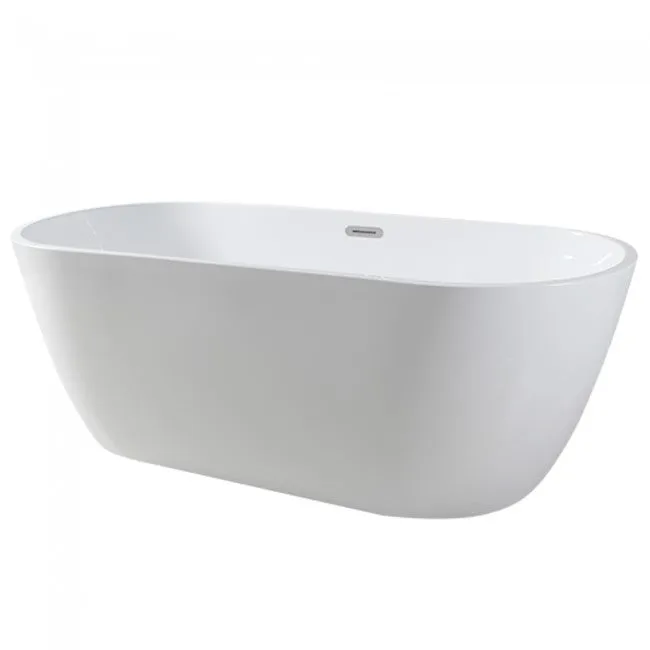 Free Standing Bath Tub 67"L x 30"W x 23"H, Acrylic, Glossy, Oval, Center Drain, 70 Gallons