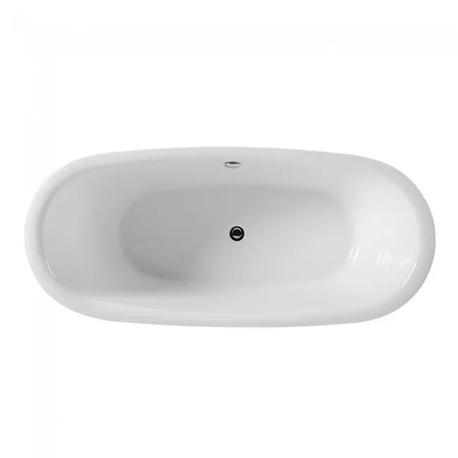 Free Standing Bath Tub 67"L x 30"W x 27"H, Acrylic, Glossy, Double Slipper, Center Drain, 65 Gallons