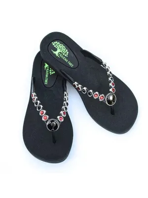 Garnet & Black Crystal Sandals