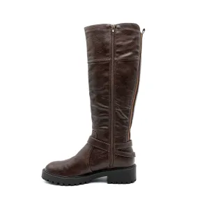 Guess Detect Motorcycle High Boots Leather Brown Colour For Women