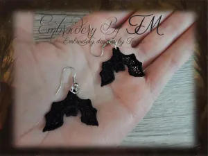Halloween earrings/ 4x4 hoop /Bat