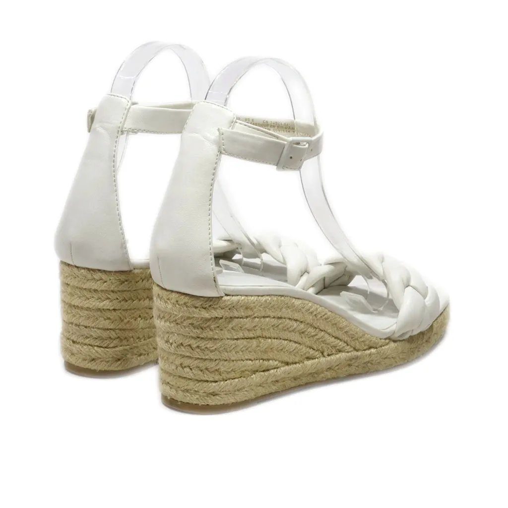 H&M Wedge Sandals Leather White Colour For Women