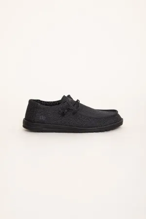 HEYDUDE Men’s Wally Sox Micro Shoes in Total Black | 150204942