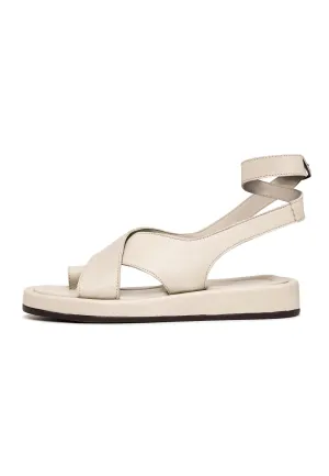 Leather Platform Sandals - Beige