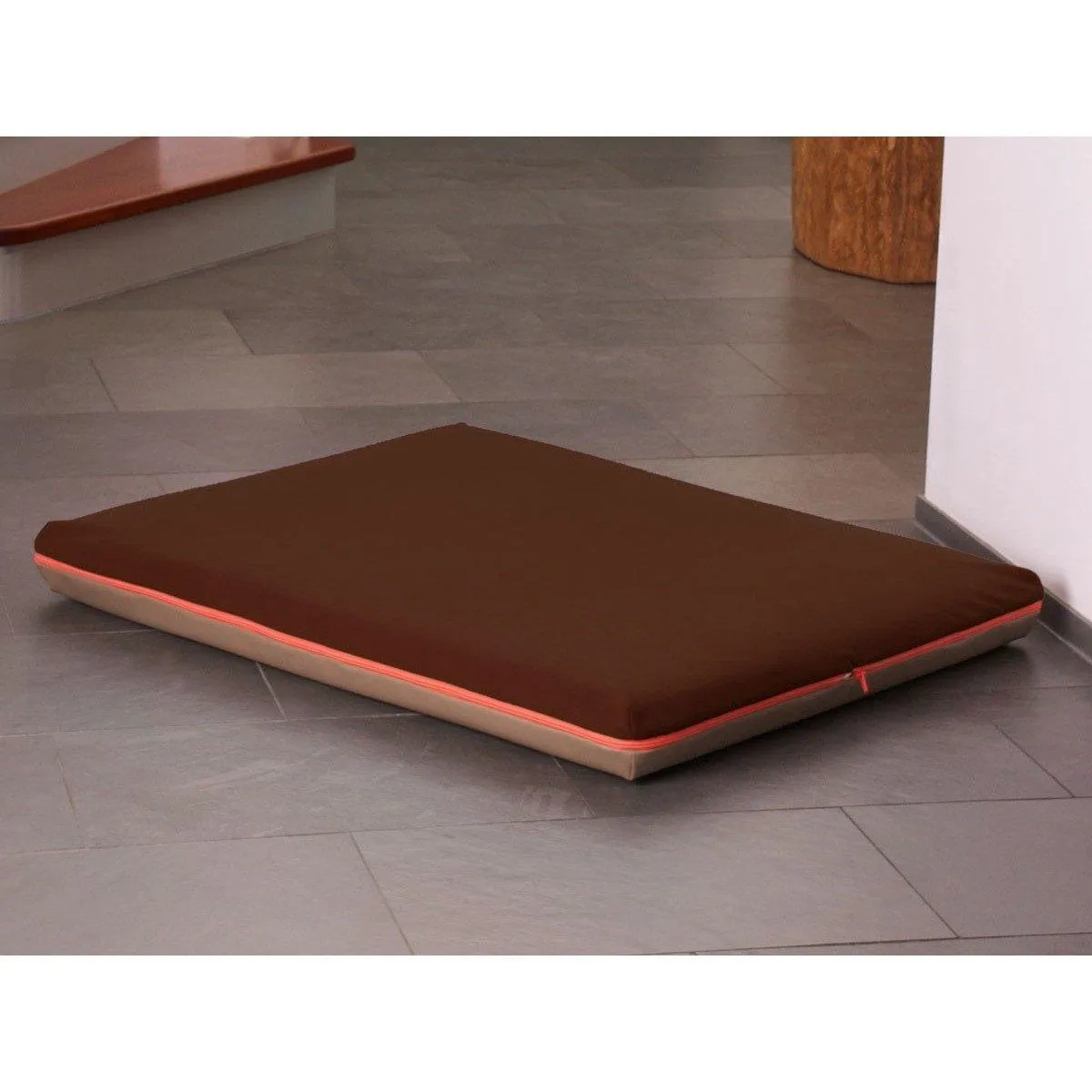Memory Foam Dog Bed in Taupe Faux Leather